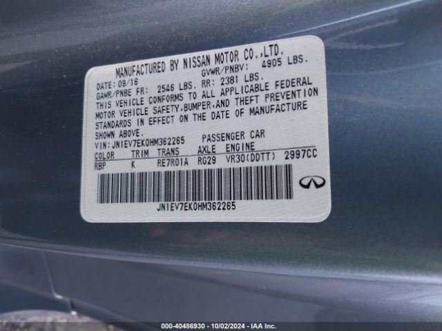 JN1EV7EK0HM362265 Infiniti Q60 3.0t Premium