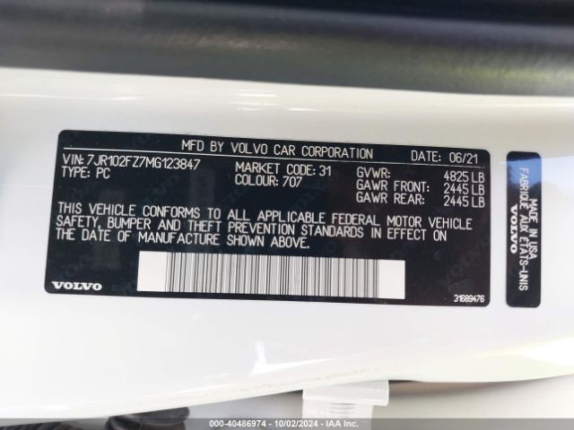 7JR102FZ7MG123847 Volvo S60 T5 Momentum