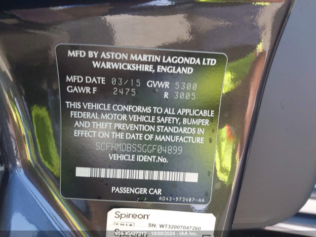 SCFHMDBS5GGF04899 Aston Martin RAPIDE S
