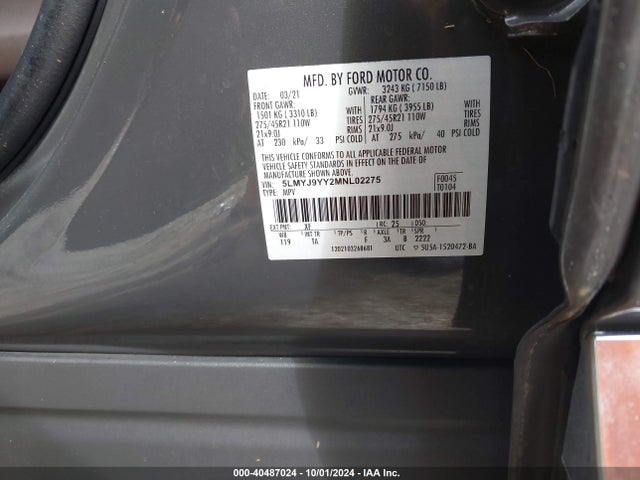 5LMYJ9YY2MNL02275 Lincoln Aviator Black Label Grand Touring