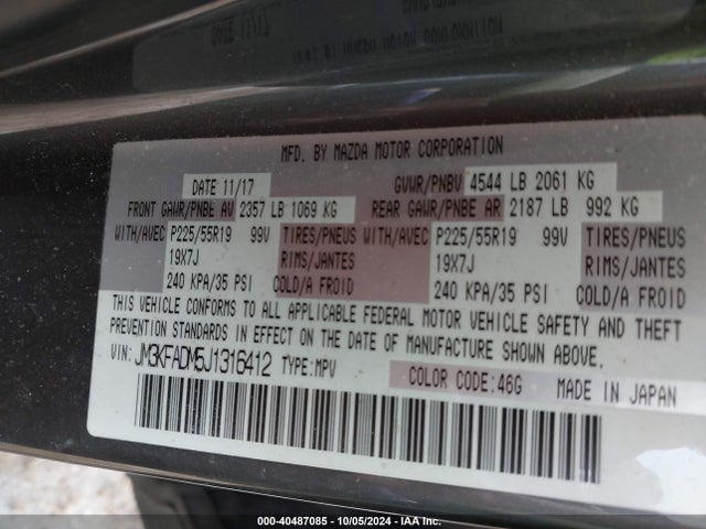 Mazda Cx-5 Grand Touring 2018 JM3KFADM5J1316412 Image 9