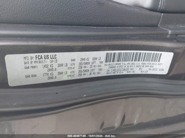 Dodge Durango Gt Plus Awd 2020 1C4RDJDG7LC186129 Image 9
