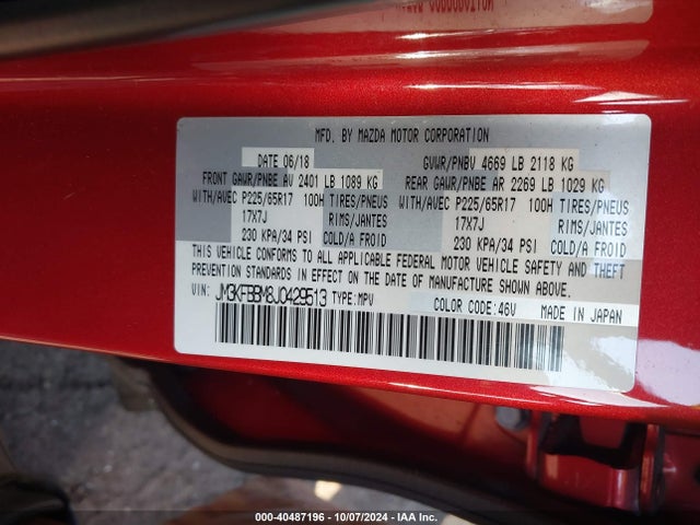 Mazda CX-5 SPORT 2018 JM3KFBBM8J0429513 Image 9