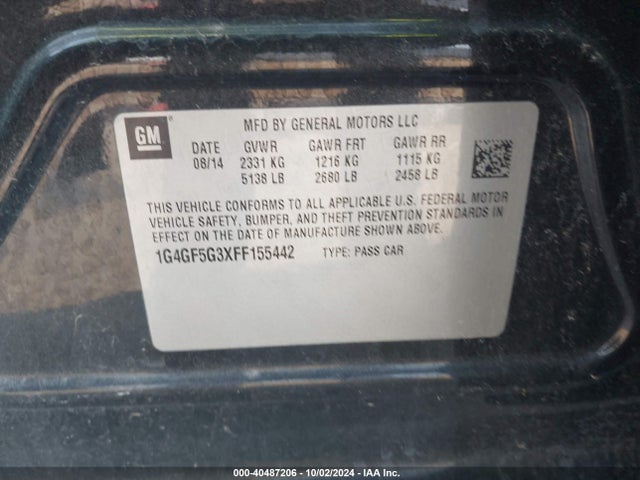 1G4GF5G3XFF155442 Buick Lacrosse Premium Ii