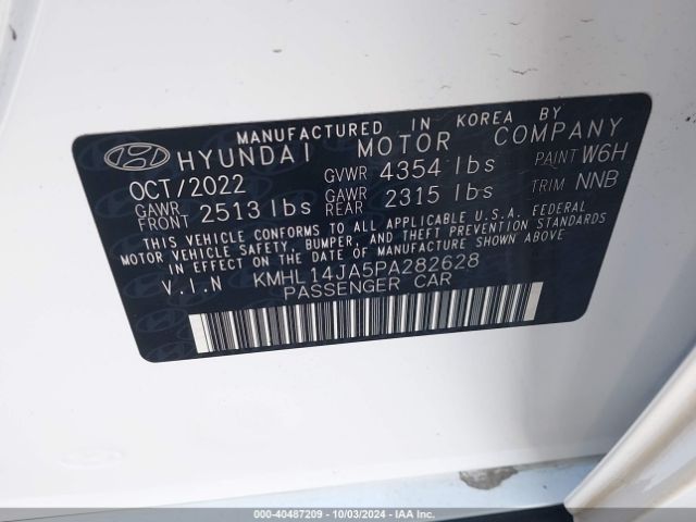 KMHL14JA5PA282628 Hyundai SONATA SEL