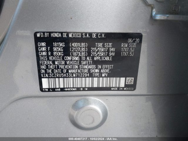 3CZRU5H33LM712294 Honda Hr-v 2wd Lx