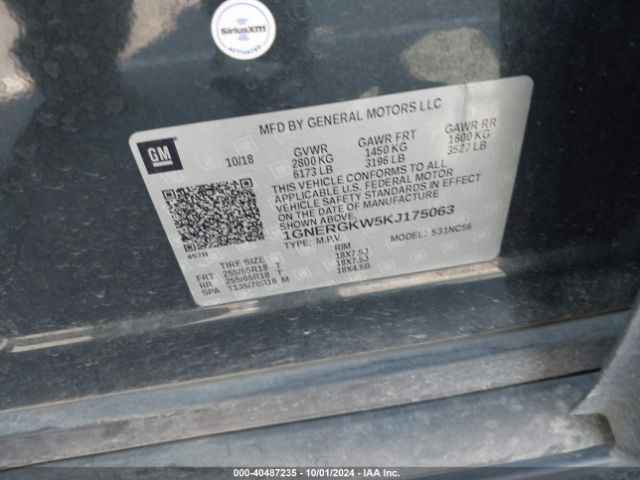 1GNERGKW5KJ175063 Chevrolet Traverse 1lt