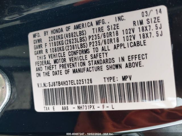 5J8TB4H37EL025126 Acura RDX