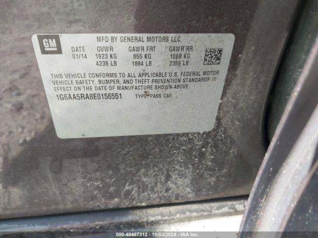 1G6AA5RA8E0156551 Cadillac Ats Standard