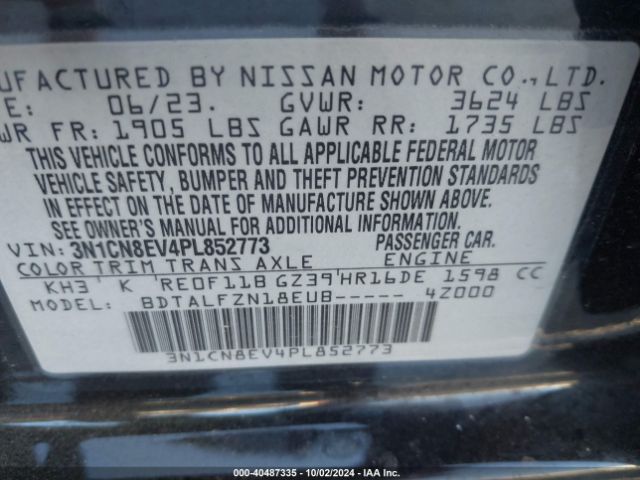 3N1CN8EV4PL852773 Nissan Versa 1.6 Sv Xtronic Cvt