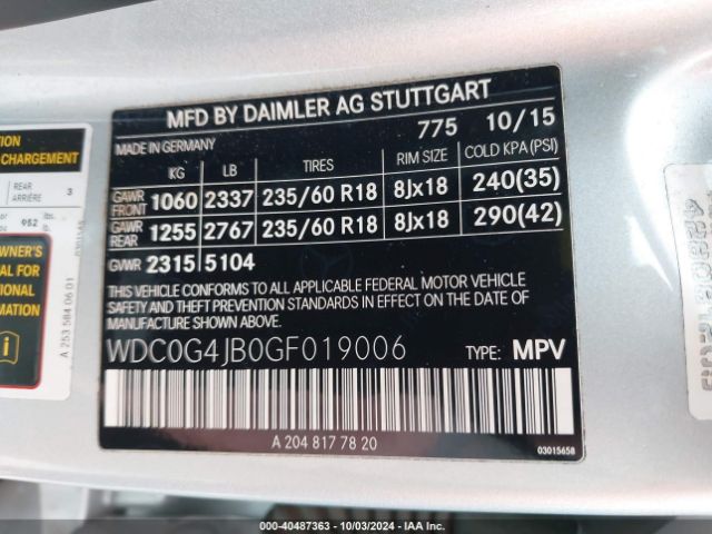 WDC0G4JB0GF019006 Mercedes-Benz GLC 300
