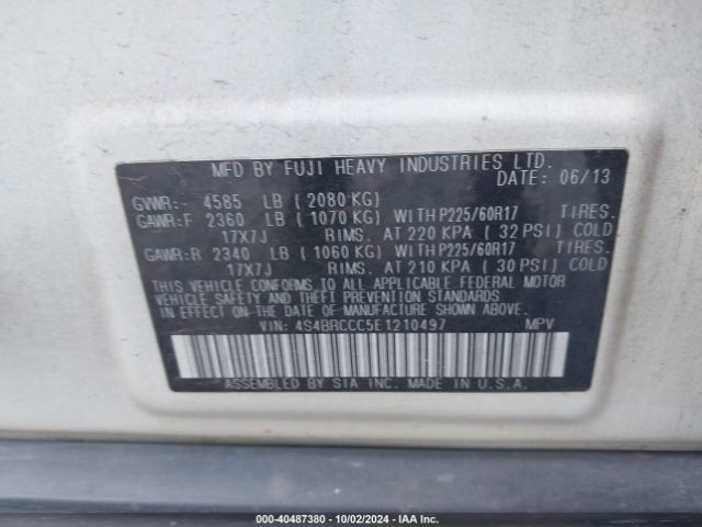 4S4BRCCC5E1210497 Subaru Outback 2.5i Premium