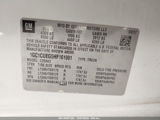 1GC1CUEG5HF161901 Chevrolet Silverado 2500hd Wt