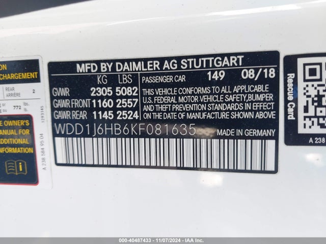 WDD1J6HB6KF081635 Mercedes-Benz E 450