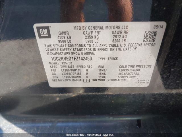 1GC2KVEG1FZ142450 Chevrolet Silverado 2500hd Lt