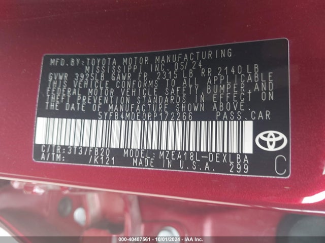 Toyota COROLLA LE 2024 5YFB4MDE0RP172266 Image 9