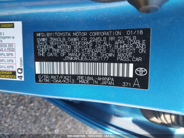 JTNKARJE6JJ567177 Toyota COROLLA IM
