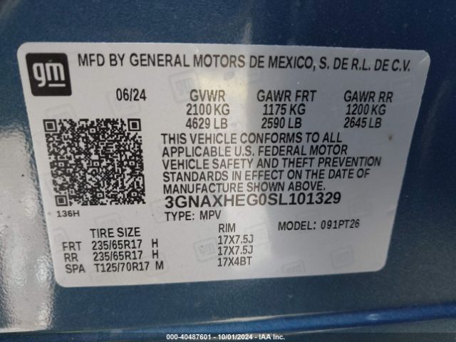 3GNAXHEG0SL101329 Chevrolet Equinox Fwd Lt