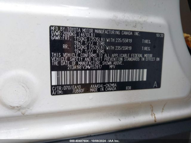 2T3A1RFV3MW152817 Toyota Rav4 Xle Premium