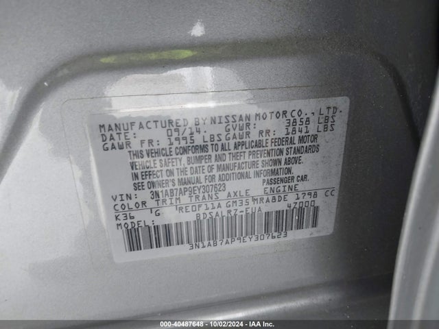 Nissan SENTRA SR 2014 3N1AB7AP9EY307623 Image 9