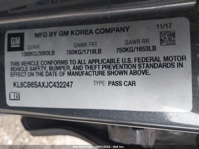 KL8CB6SAXJC432247 Chevrolet Spark Ls Cvt