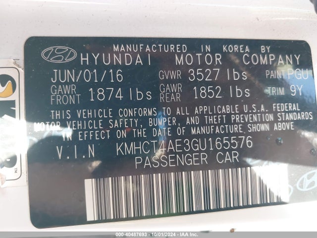 Hyundai ACCENT SE 2016 KMHCT4AE3GU165576 Image 9