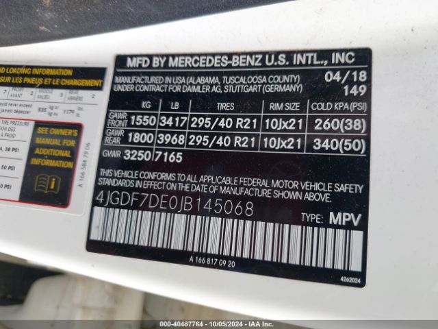 4JGDF7DE0JB145068 Mercedes-Benz Gls 550 4matic