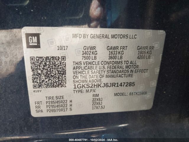 1GKS2HKJ6JR147285 GMC YUKON XL DENALI