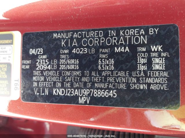 KNDJ23AU9P7886645 KIA SOUL LX