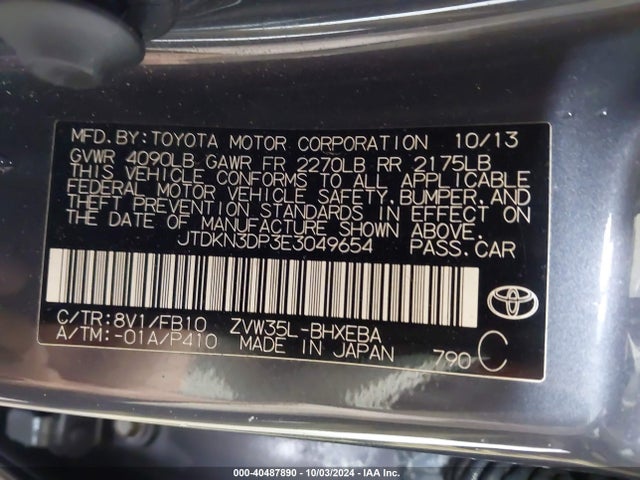 JTDKN3DP3E3049654 Toyota PRIUS PLUG-IN
