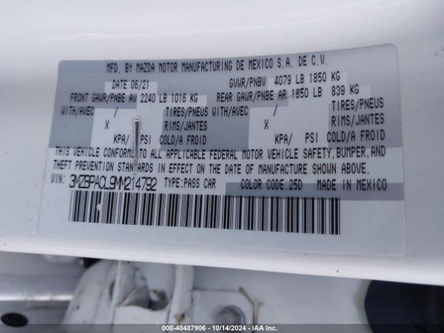 3MZBPACL9MM214792 Mazda Mazda3 Preferred