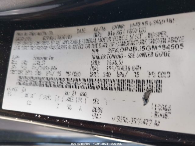 3FADP4BJ5GM184505 Ford FIESTA SE
