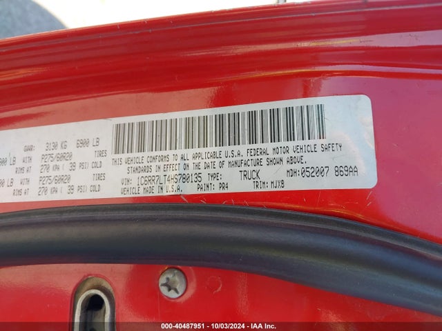 1C6RR7LT4HS780135 RAM 1500 Lone Star  4x4 5'7 Box