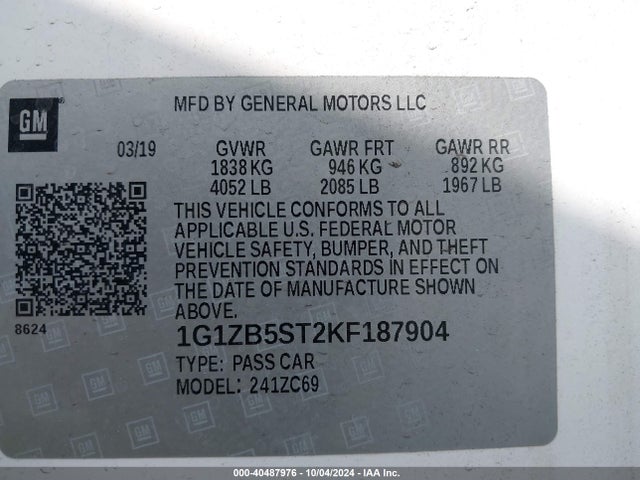 Chevrolet Malibu 1ls 2019 1G1ZB5ST2KF187904 Image 9