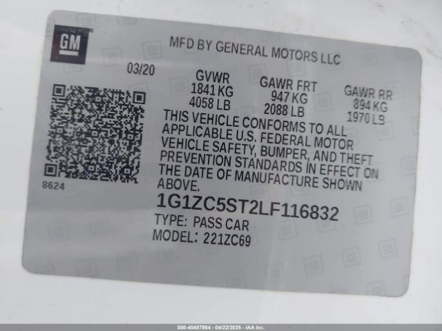 1G1ZC5ST2LF116832 Chevrolet Malibu Fwd 1fl