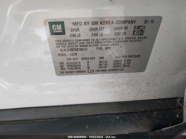 KL4CJASB7GB706213 Buick Encore