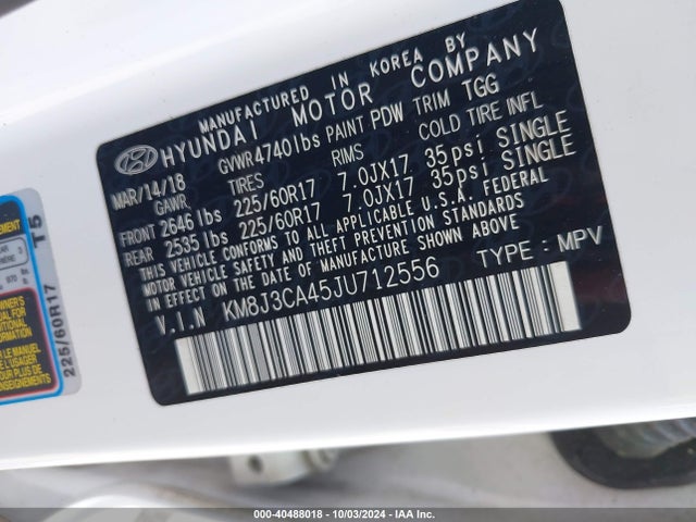 Hyundai TUCSON SEL 2018 KM8J3CA45JU712556 Image 9