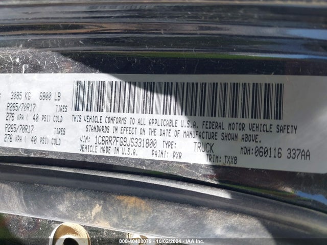 RAM 1500 Tradesman  4x4 6'4 Box 2018 1C6RR7FG9JS331800 Image 9