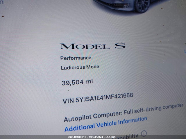 Tesla Model S Performance Dual Motor All-wheel Drive 2021 5YJSA1E41MF421658 Image 15