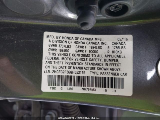 2HGFC2F56GH553159 Honda Civic Lx