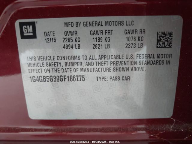 1G4GB5G39GF186775 Buick Lacrosse Leather
