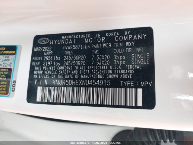 KM8R5DHEXNU454915 Hyundai Palisade Limited