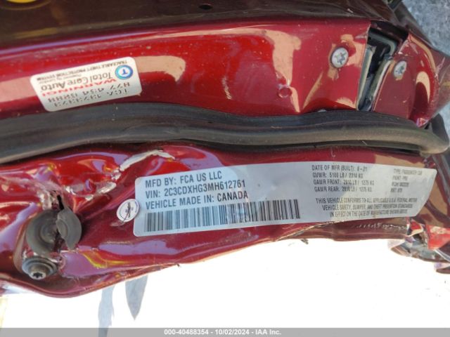 2C3CDXHG3MH612761 Dodge Charger Gt Rwd