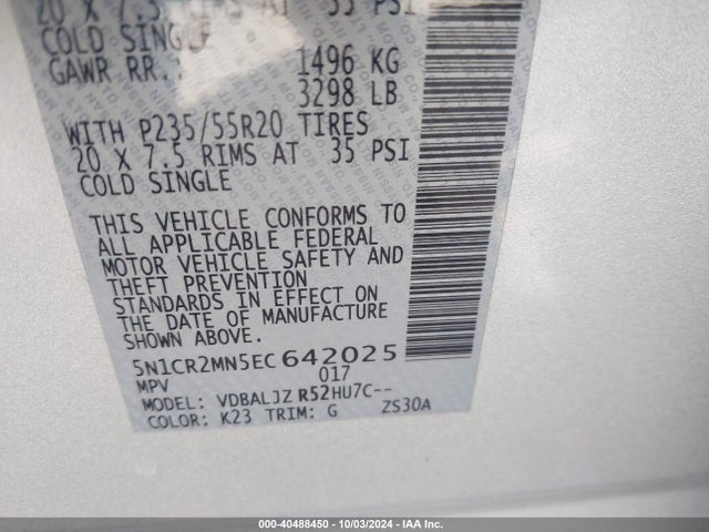 5N1CR2MN5EC642025 Nissan Pathfinder Hybrid Platinum
