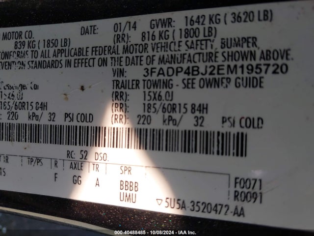 Ford FIESTA SE 2014 3FADP4BJ2EM195720 Image 9