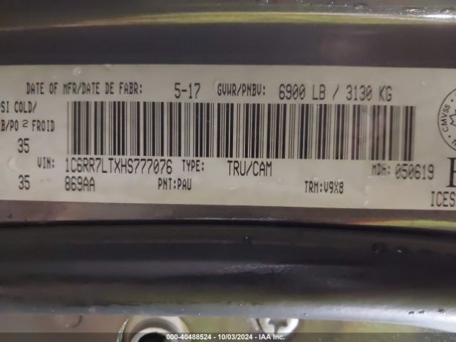 1C6RR7LTXHS777076 RAM 1500 Slt