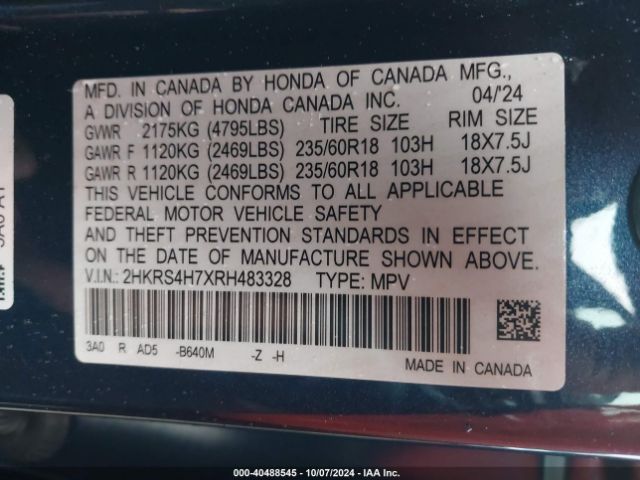2HKRS4H7XRH483328 Honda Cr-v Ex-l Awd