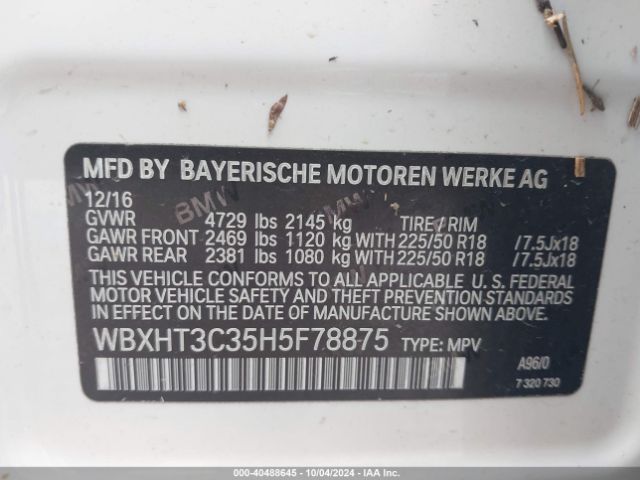 WBXHT3C35H5F78875 BMW X1 Xdrive28i