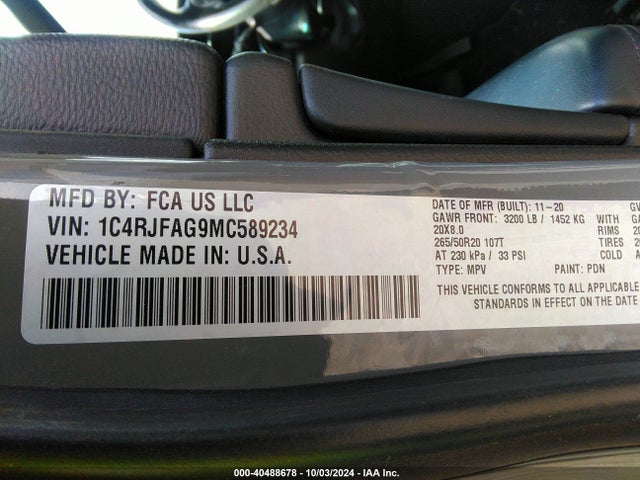 1C4RJFAG9MC589234 Jeep Grand Cherokee Laredo X 4x4