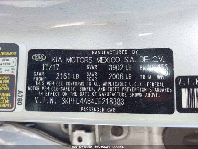 3KPFL4A84JE218383 KIA FORTE EX